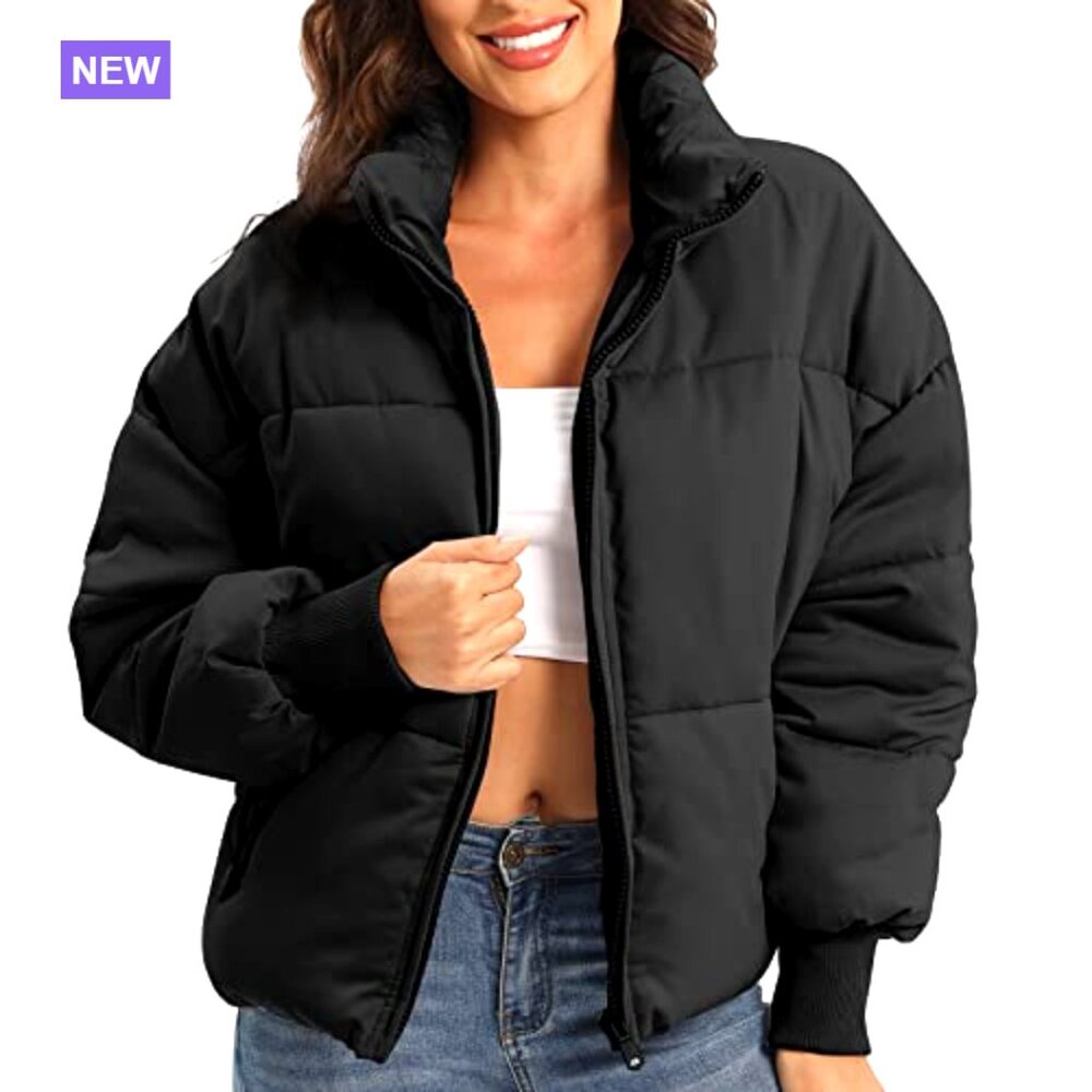 Quilted Down Puffer Jacket, Polyester Windproof W… - image 2